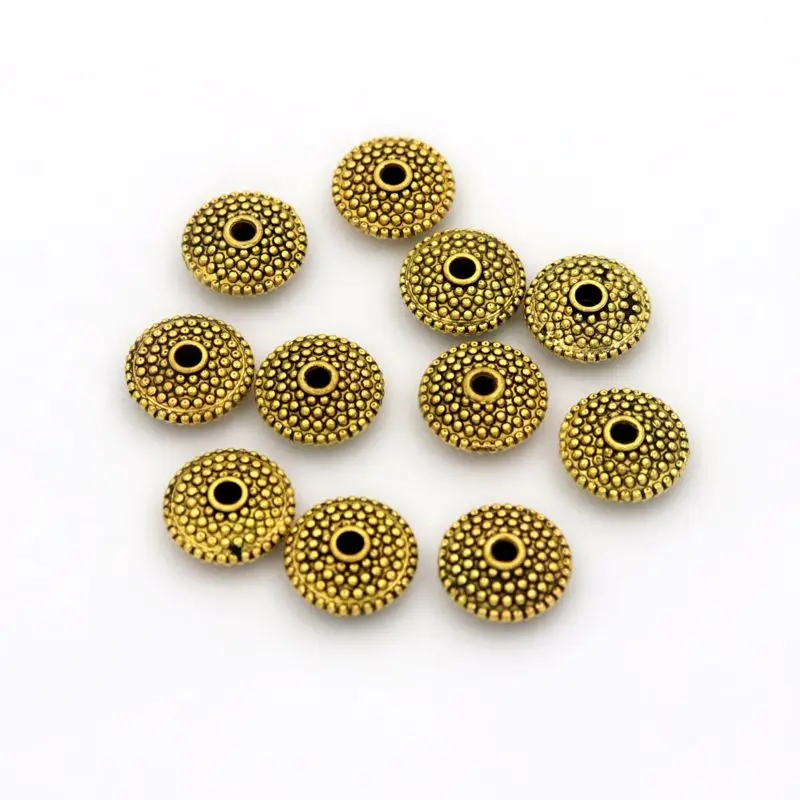 50pcTibetan Silver Gold Color UFO Round Metal Spacert Loose Bead For Jewelry Making Diy Bracelet Necklace Accessories Wholesale