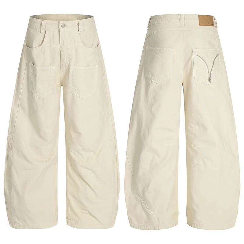 Pure Cotton Cargo Machete Pants Men Streetwear Fashion Vintage Loose Casual Wide Leg Harem Baggy Scimitar Trousers Pant