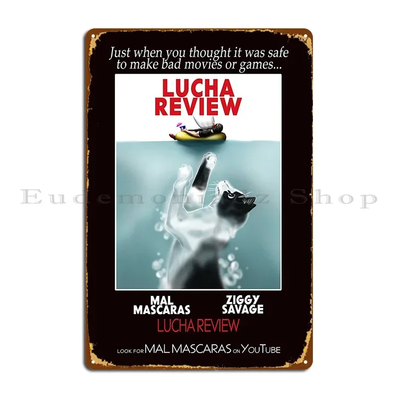 Lucha Review Cat Attack Parody Poster Metal Plaque Printed Party Wall Decor Party Cinema Tin Sign Poster