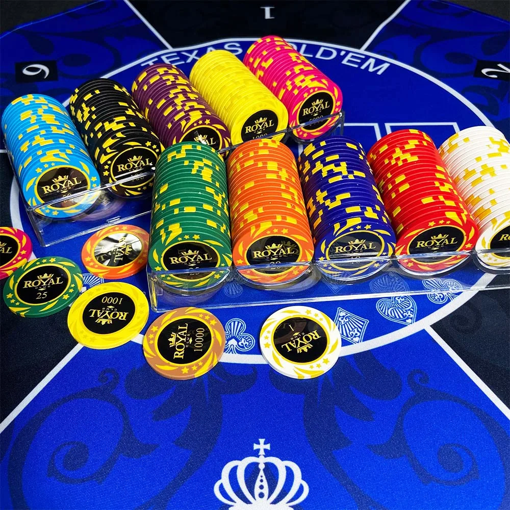 100pcs Clay Texas Hold'em Poker Chip Set 40mm Casino Card Game Baccarat Entertainment Game Coins 5 Denominations Each 20PCS