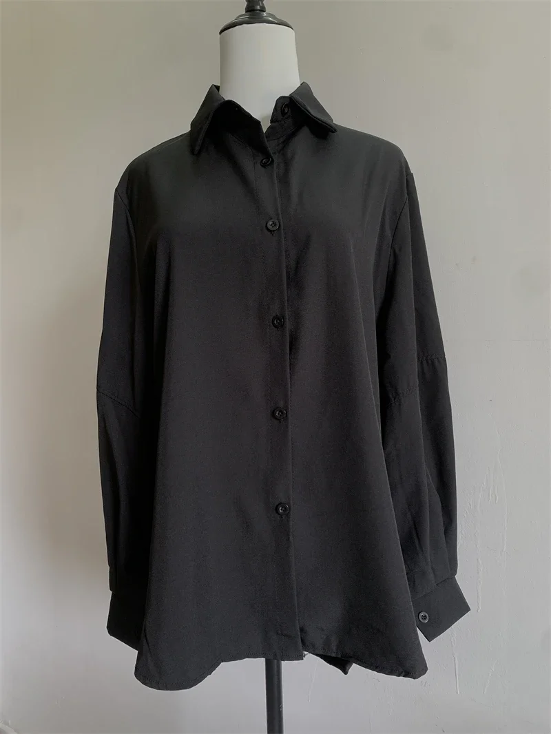 Korean Style Oversized Loose Solid White Black Women Shirt Autumn Long Sleeve V Neck Blouses Casual Streetwear camisas