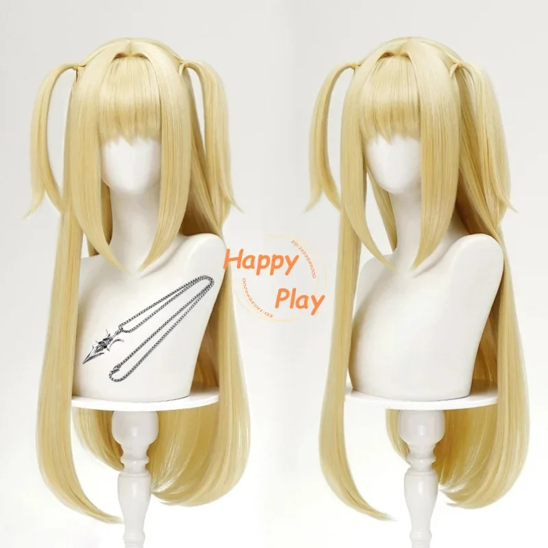 MisaMisa Heat Resistant Synthetic Wig Anime Misa Amane Cosplay Wig Long Blond Double Tails Hair Halloween Wigs + Wig Cap