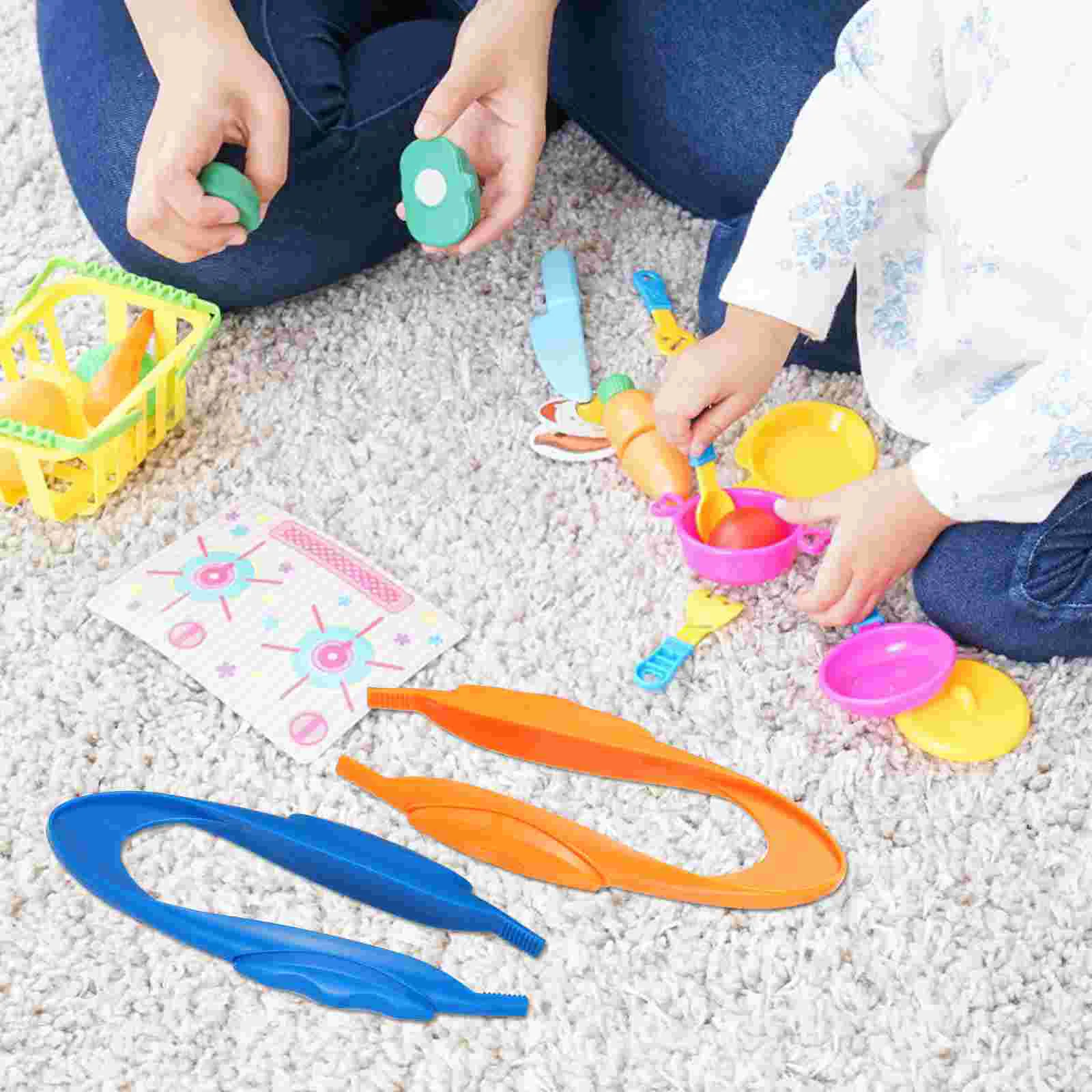 6Pcs Frühe Bildung Lehrmittel Pinzette Kinder Spielzeug Kind Große Pinzette Experimente Werkzeuge Kunststoff Kindergarten