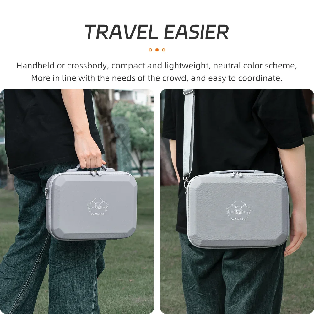 XFJI Carrying Case for DJI Mini 3 Pro Storage Bag Suitcase for Mini3 Pro Drone Accessories Handbags PU Splash-proof Shoulder Bag