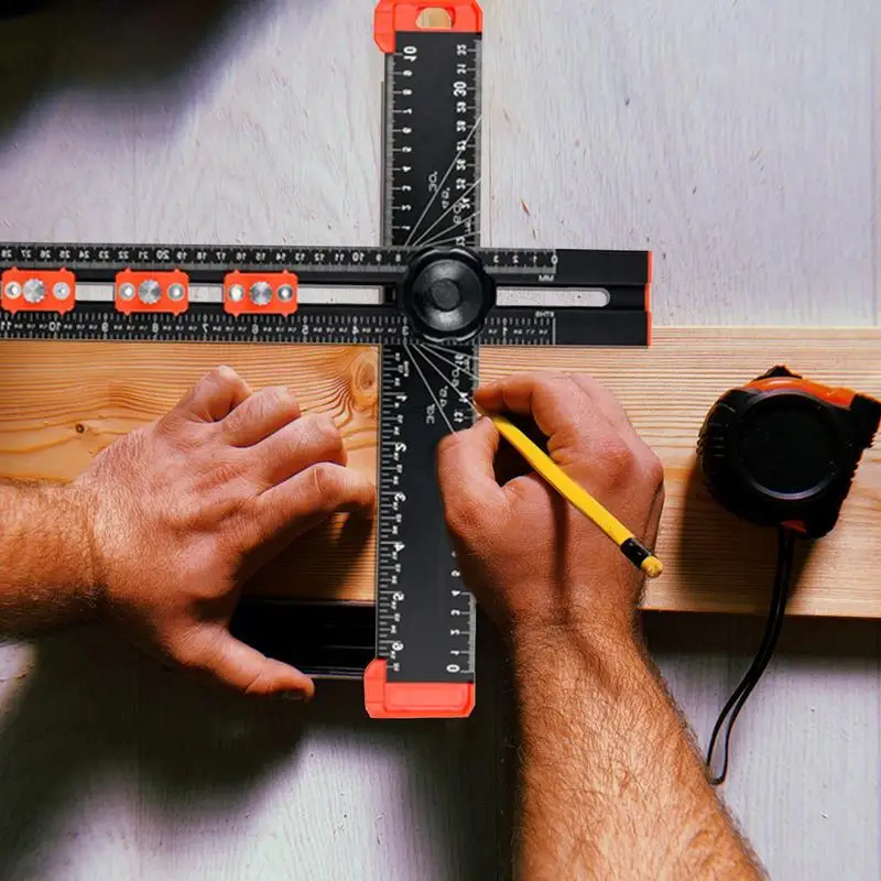 

Т-линейка для рисования 2-в-1, линейка для позиционирования сверления, шаблон отверстия в шкафу, Т-образная квадратная линейка, маркировочный калибр для плотницких работ