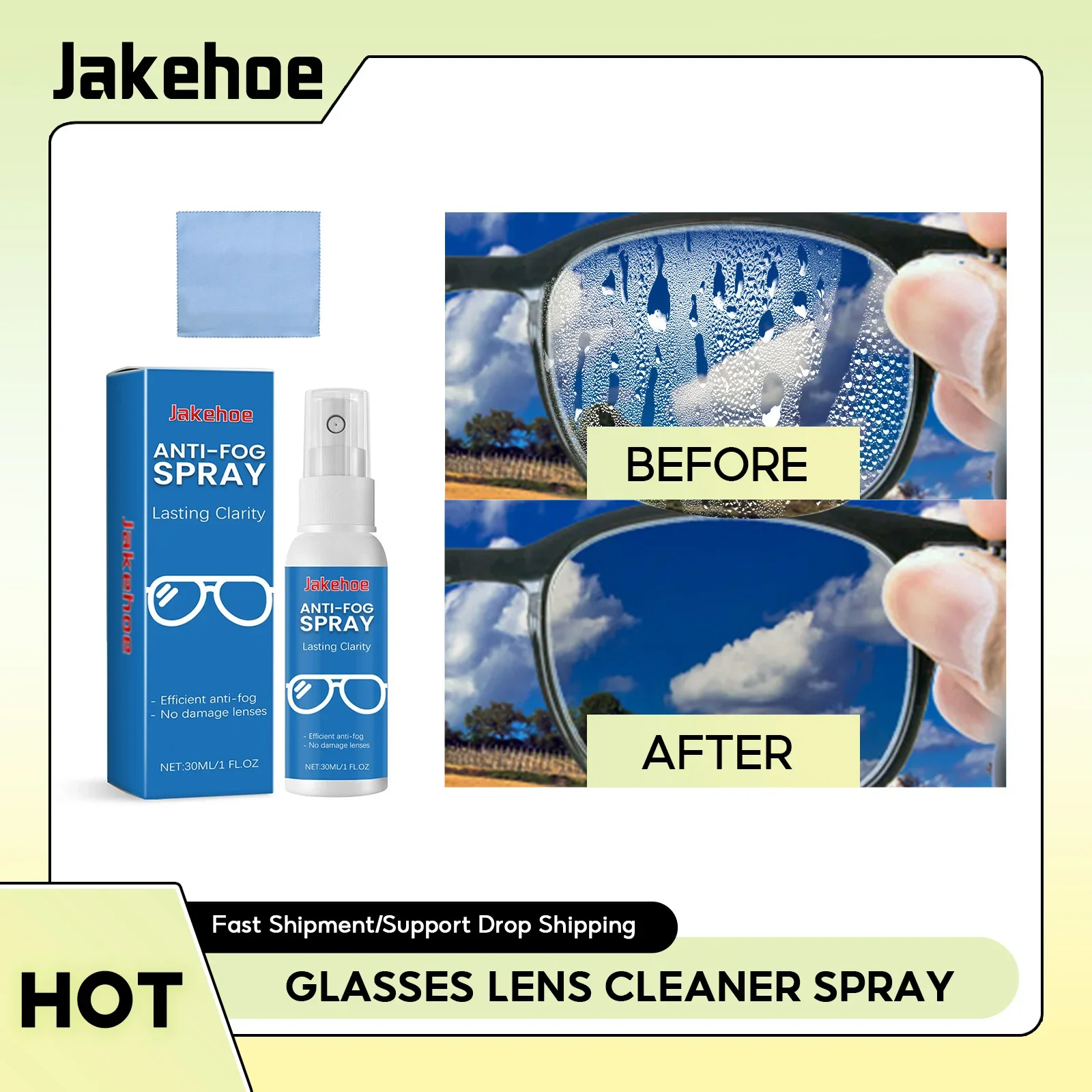 Glasses Lens Cleaner Spray Scratch Removal Portable Eyeglass Polish Oil Dirt Stain Cleaning Water Repellent Glass Polisher Spray