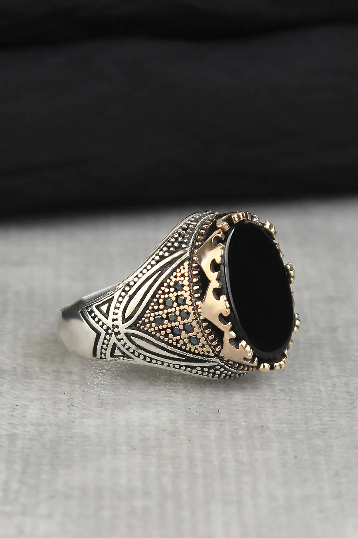 

Onyx Gemstone 925 Sterling Mens Silver Ring