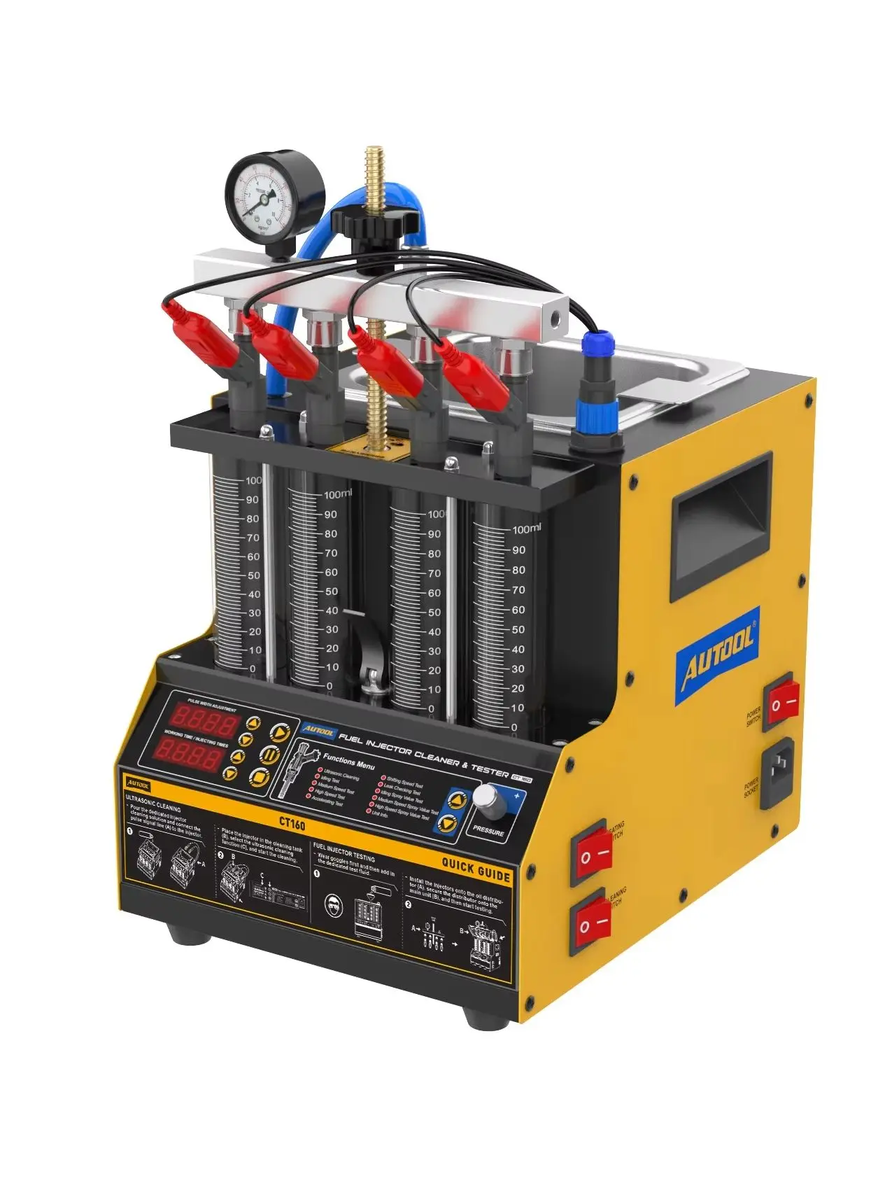 AUTOOL CT160 4-Zylinder Kraftstoffeinspritzdüsen-Ultraschallreiniger und Tester 110V/220V Düsenreinigungswerkzeug für Auto und Motorrad