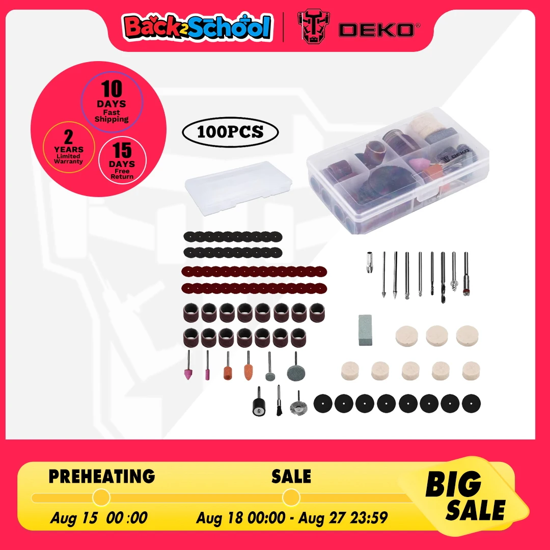 

DEKO 65/100pcs Mini Drill Accessories Kit For Engraver Grinder Rotary Tools DIY Mini Drill Kit Grinding Head