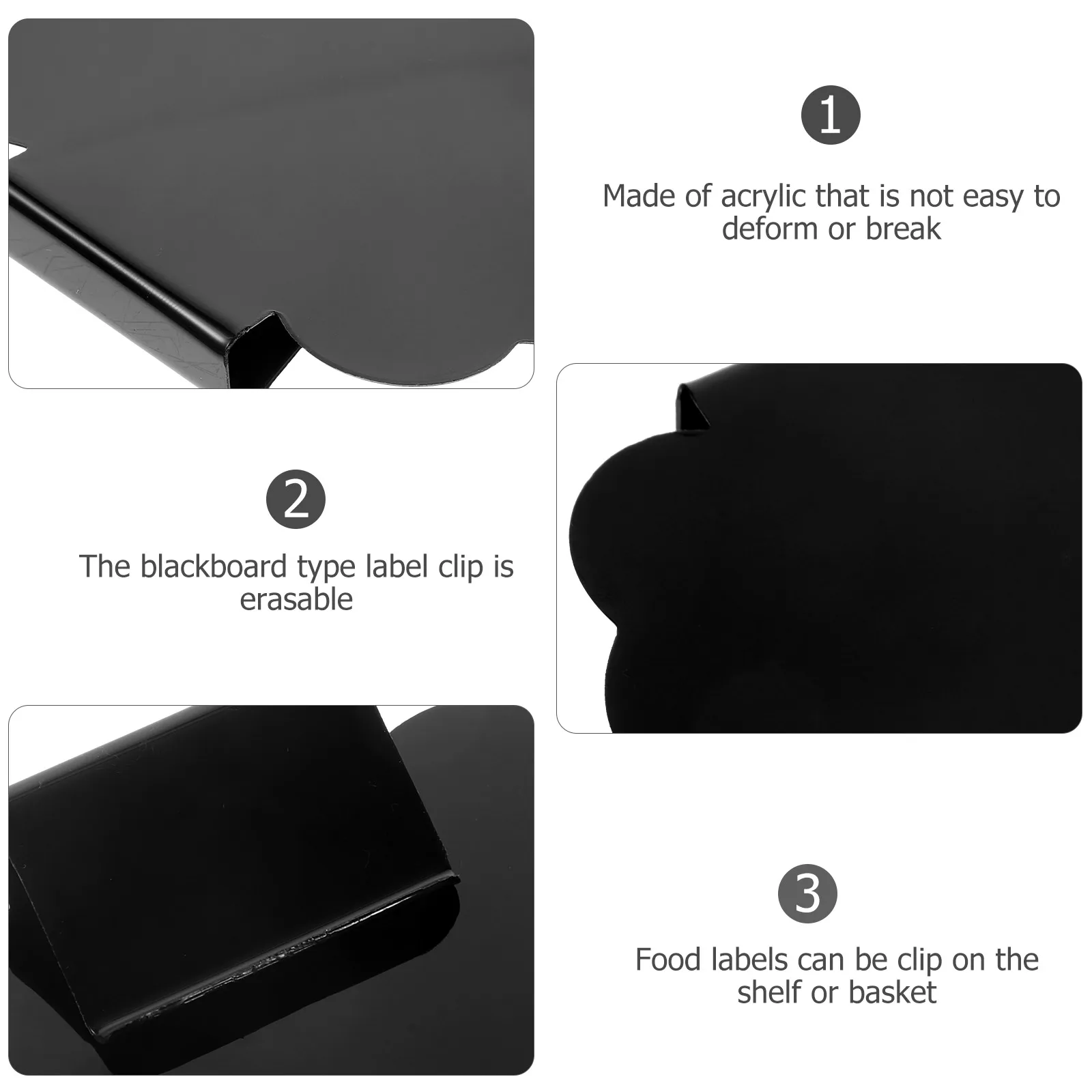 

10pcs Removable Basket Labels Blackboard Label Holders Clip On Storage Bins Erasable Price Tag Clips Smooth Surface