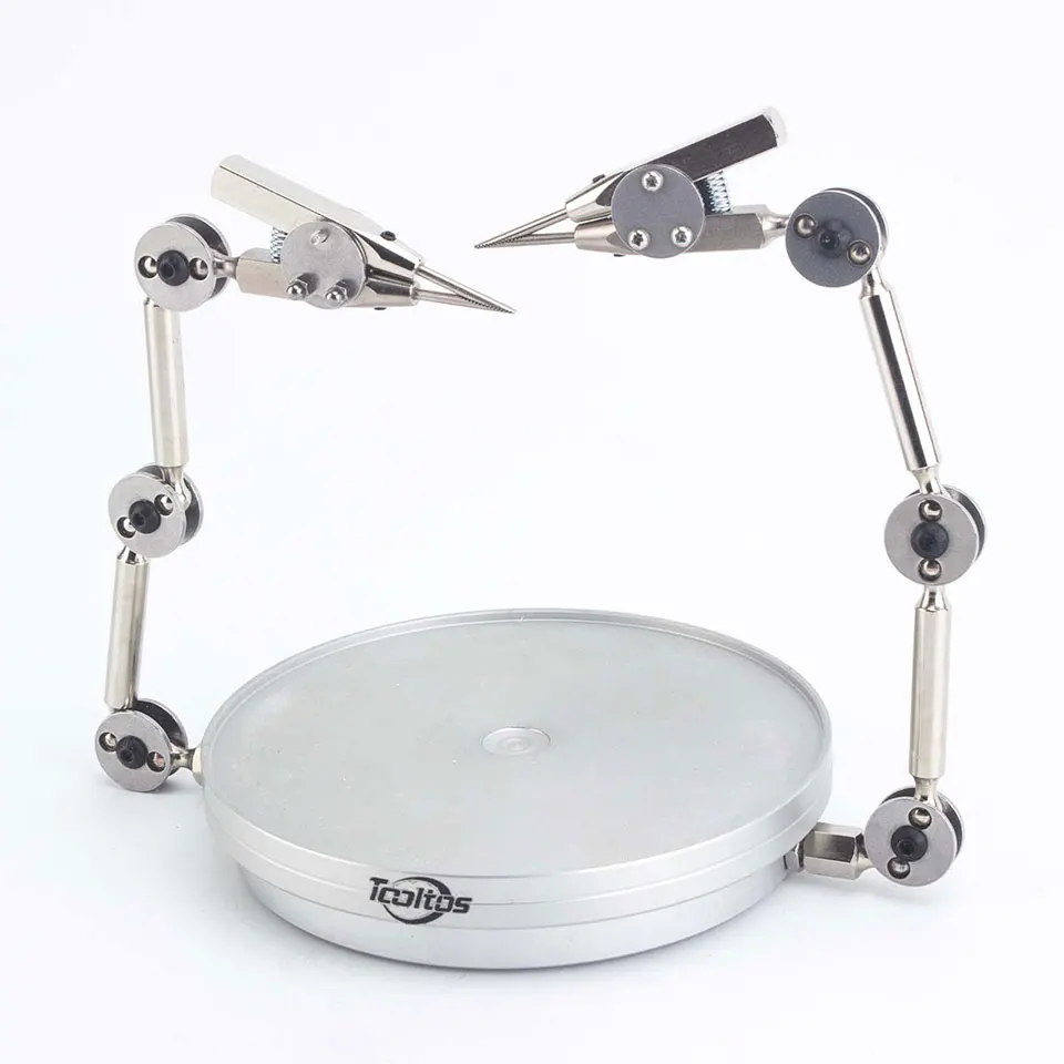 Adjustable Welding Stand with Dual Flexible Arms and Anti-Slip Base for Precision Electronics Repair, Jewelry Crafting