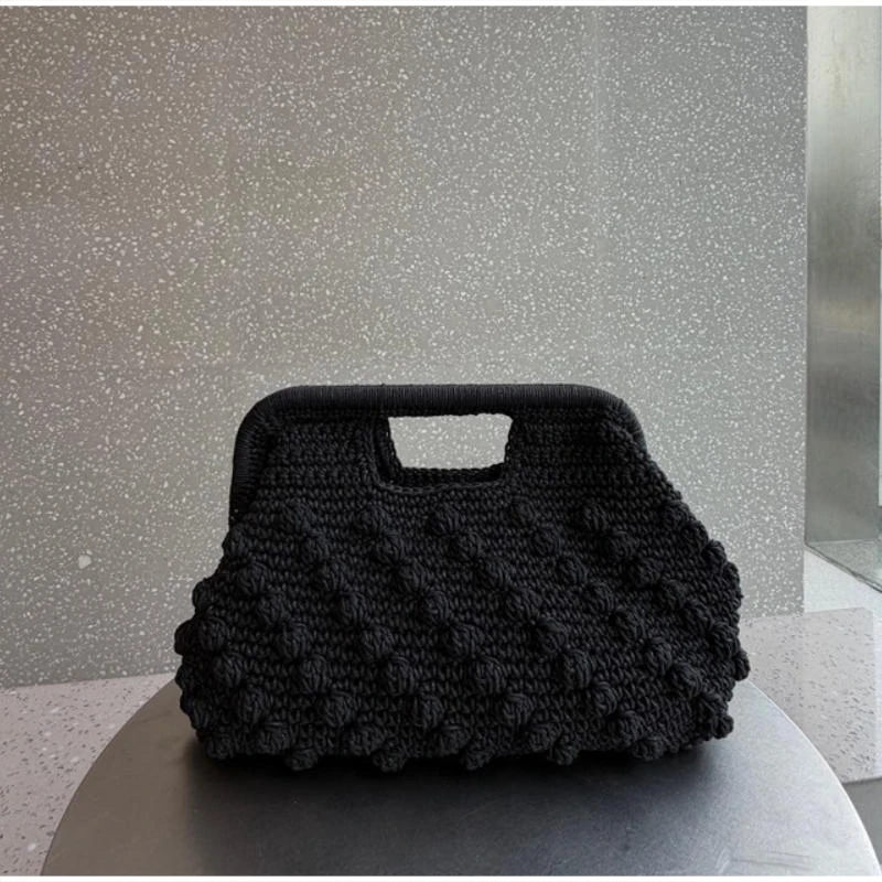 

Новая женская пляжная сумка для летних отпусков, модная плетеная сумка с пряжкой, сумка-органайзер, однотонная универсальная сумка-облако, вечерний клатч