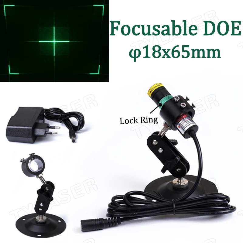 

DOE Green Viewfinder Focusable Locator D18x65mm 505nm 10mw 30mw Laser Module for Positioning（Free with Bracket and Adapter）