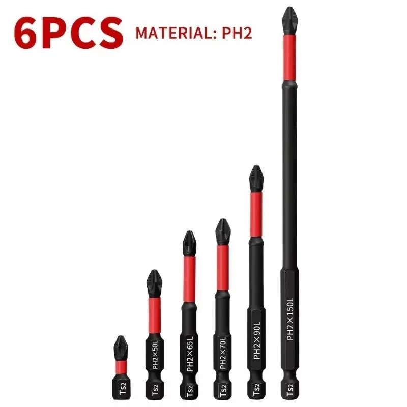 New 10/12Pcs Magnetic Screwdriver Bit Set S2 Steel 1/4inch Shank Electric Screwdriver Bits Cross Head Impact Screw Driver Bit