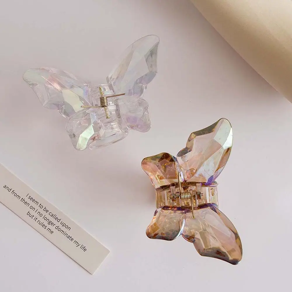 

Vintage Back Of The Head Laser Fairy Acrylic Crystal Hair Clip Transparent Shark Clip Female Hair Crab Clip Butterfly Hair Claw