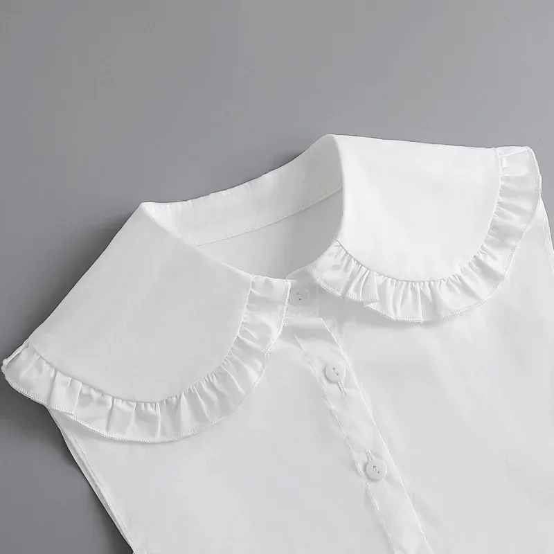 الأبيض التلبيب زر أسفل قميص انفصال طوق الإناث القابلة للإزالة نصف قميص رسمي دعوى وهمية طوق الملابس الياقات كاذبة