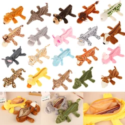 Cartoon Animal Pencil Case Lion Tiger Bear Plush Doll Pen Pouch Cosmetic Bag Desktop Storage Bag School Supplies Stationery Box