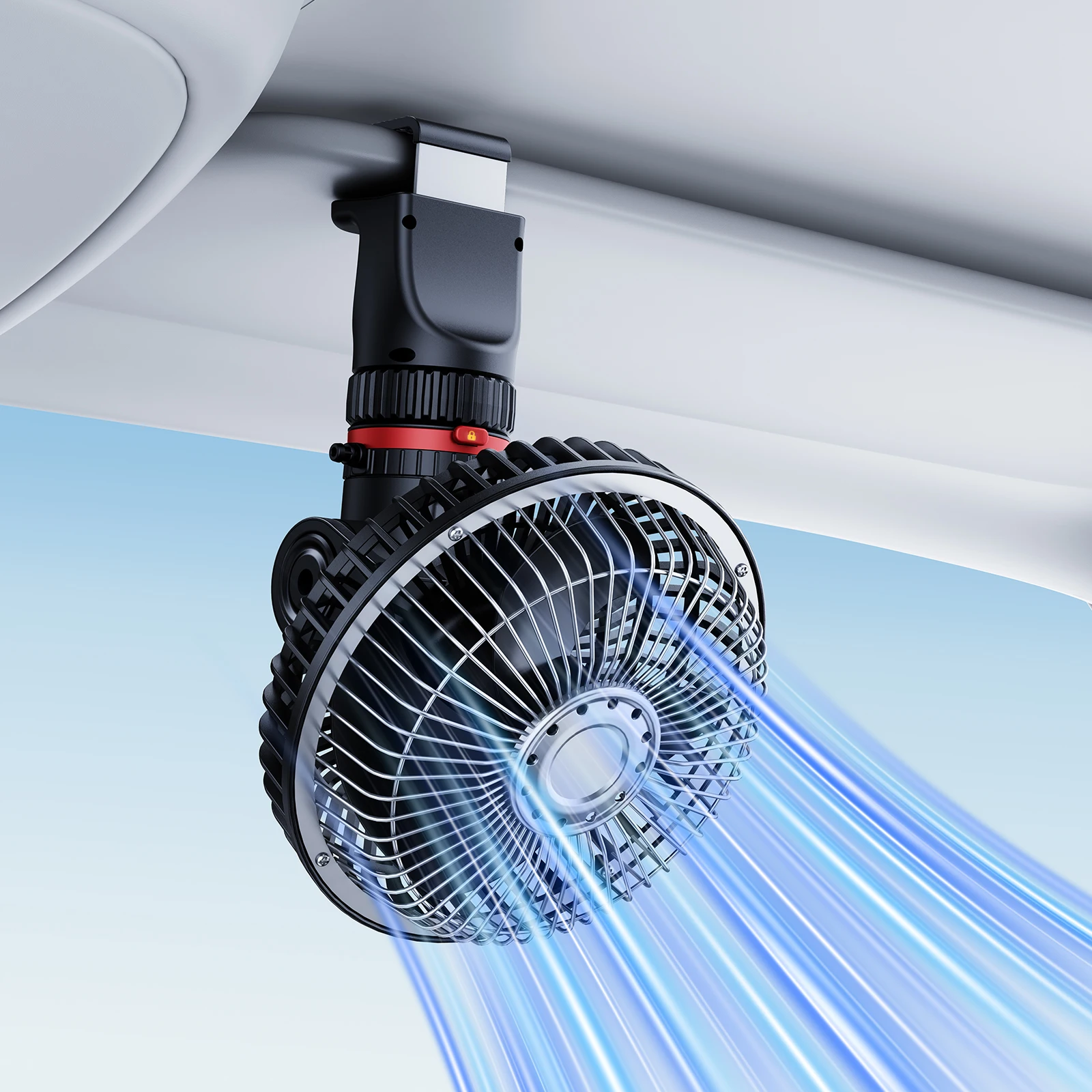 Hipacool Car Sun Visor Fan Portable Clip On Fan & Desktop Fan with Remote Control 3000mAh USB Rechargeable Dual Use for Headrest