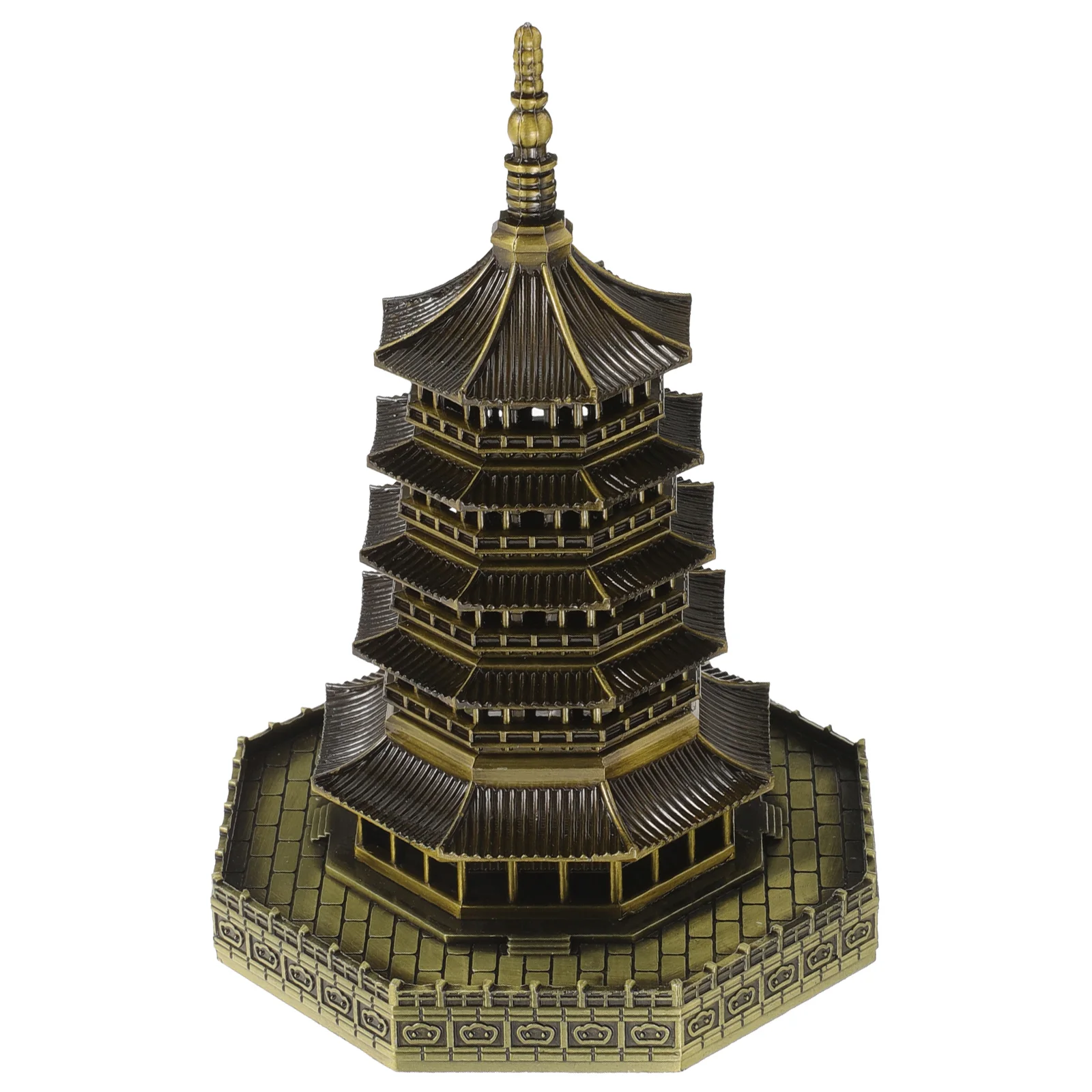 

Handmade Leifeng Pagoda Model Home Furnishing Souvenir Friend Birthday Gift (flat Bottom Bronze Color) Elegant Decor Bonsai