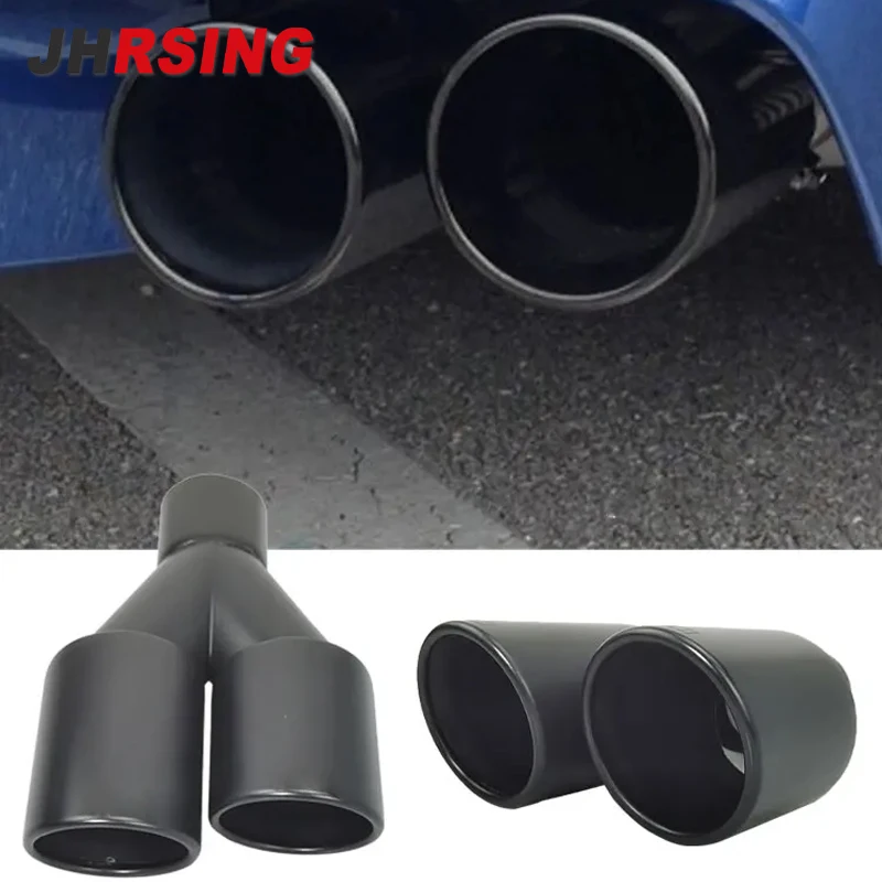 Universal Upgrade Exhaust Dual Tip Y Shape for Car Accsesories Muffler Nozzle Decoration matte stainless Tail Tips Modify