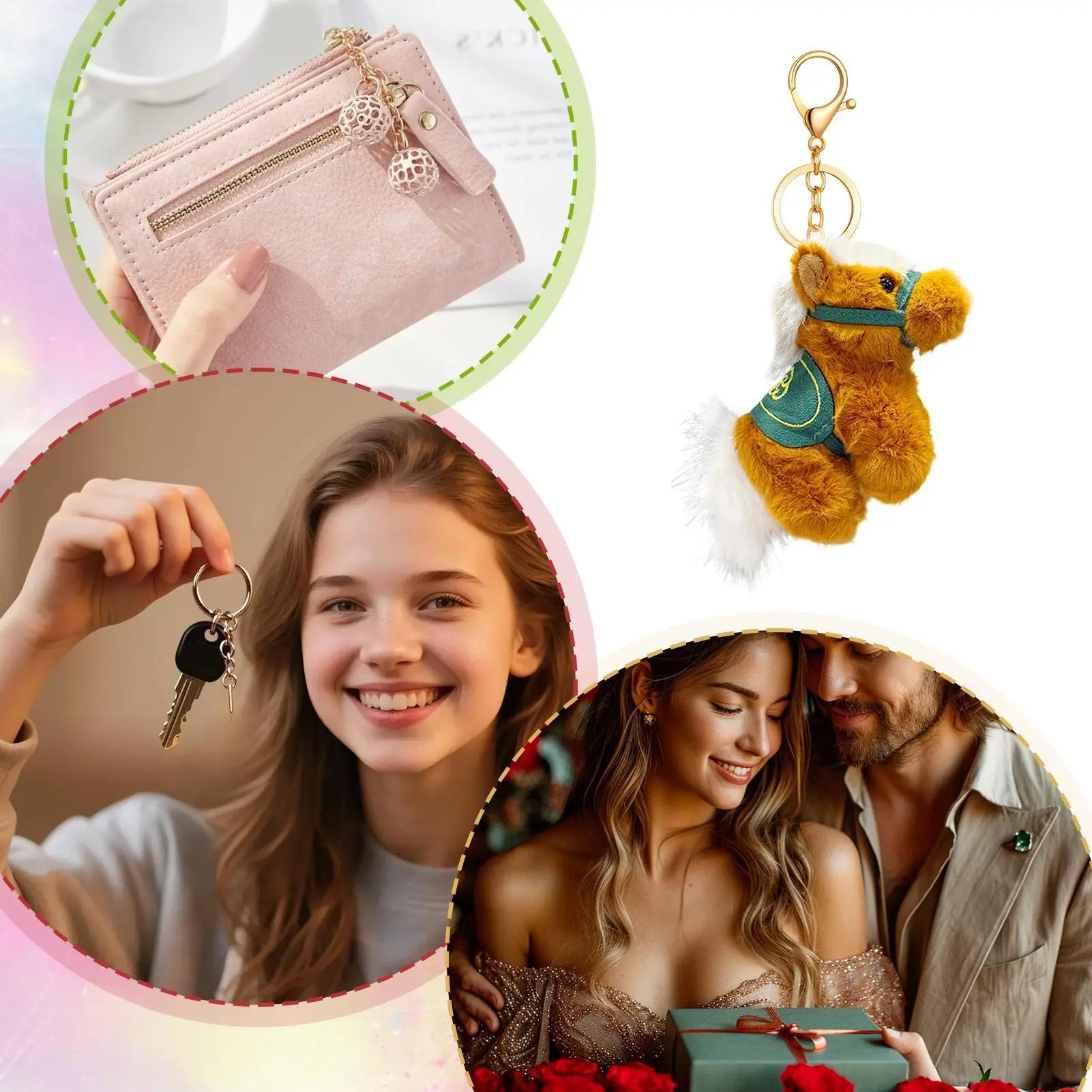 ぬいぐるみキーホルダー 2026年新年 かわいい動物飾り 高さ3.93インチ 馬の財布チャーム 男性、家族、彼女、女の子、男の子、子供の誕生日用