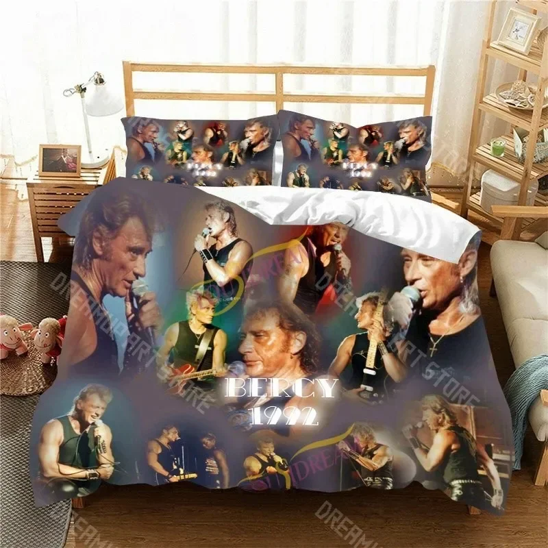 Exquisite 3D Print J-Johnny H-Hallyday France Rock Singer Bedding Set Single Twin Full Queen King Size Bed Set Aldult Kid Bedroo
