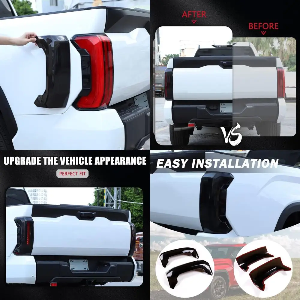 

LLKUANG Крышка заднего фонаря Задний фонарь Абажур Защитная накладка Рамка совместима с Toyota Tundra 2022 2023 2024 2025, ABS Car T