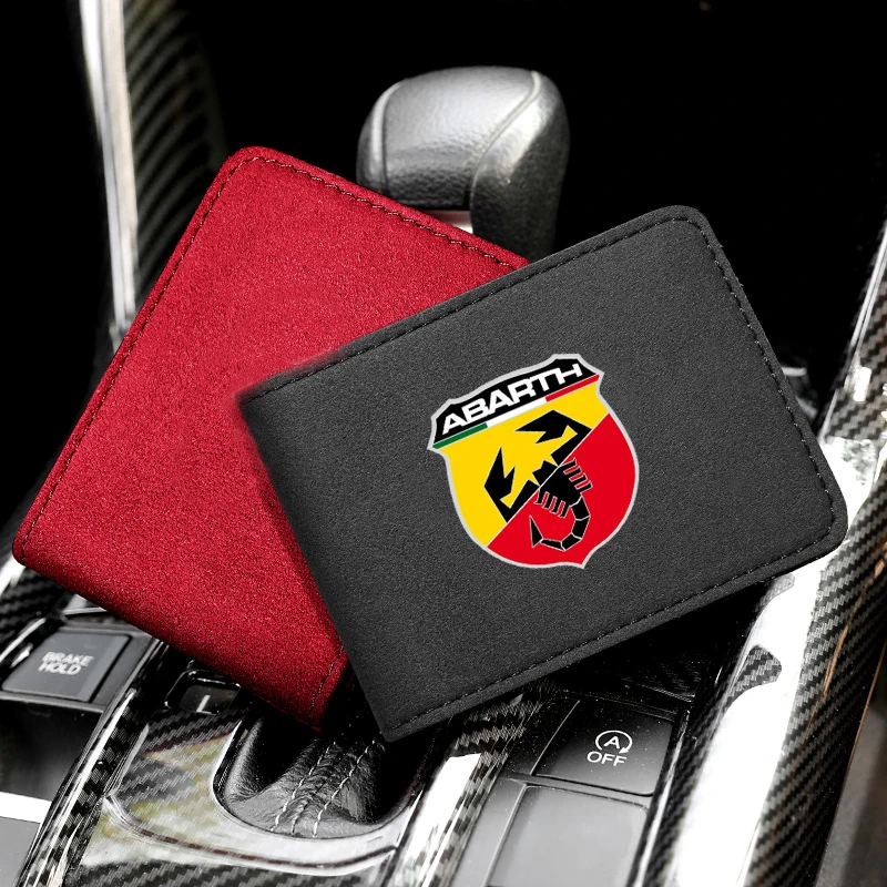 Imitation Deer Skin Car Driver License Bag Driving Cover ID Card Holder Purse Case For Fiat Abarth 500 595 124