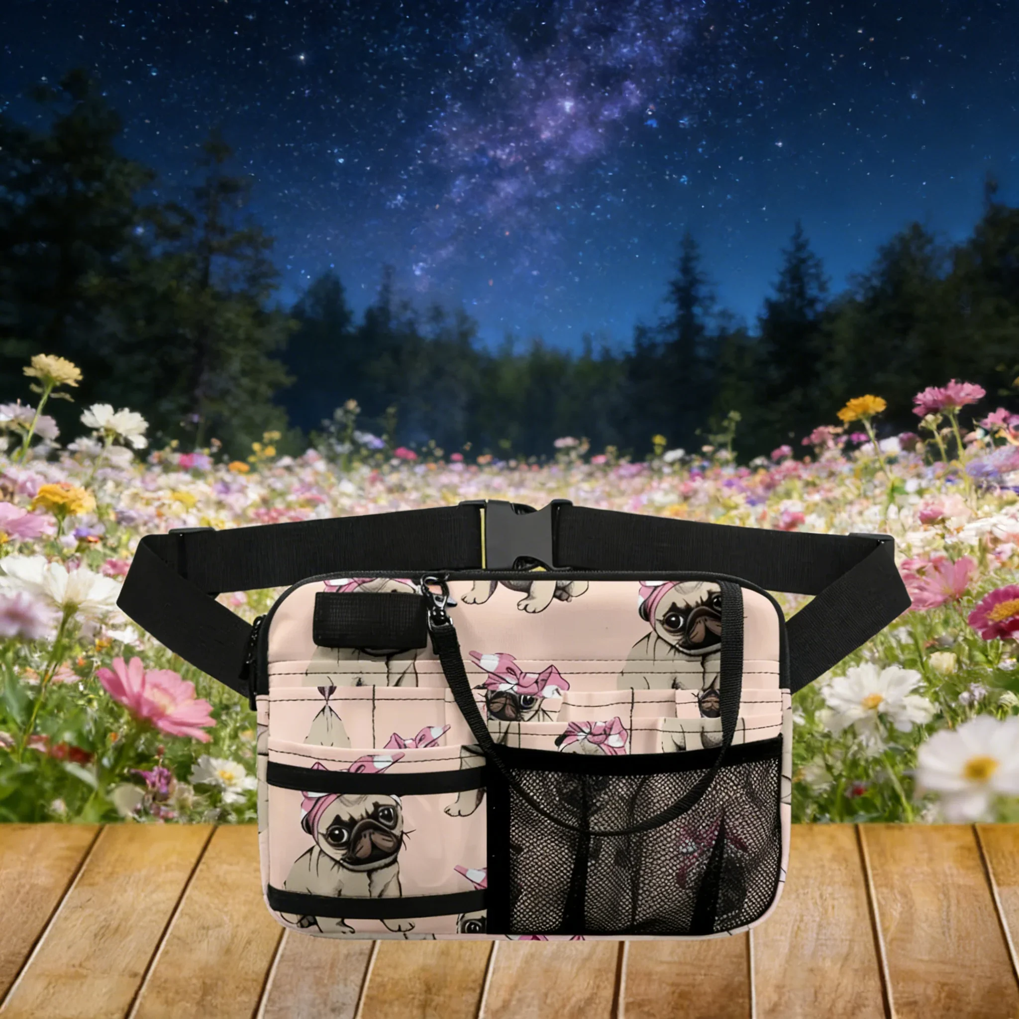 

Cartoon Nurse Print Waist Bag, Medical Utility Fanny Pack, Nursing Tool Pouch with Multiple Compartments
