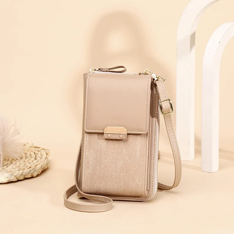 2024 New Women\'s Bags Mobile Phone Bags Trendy and Simple Women\'s Shoulder Bags Crossbody Bags Korean Style Lock Small S