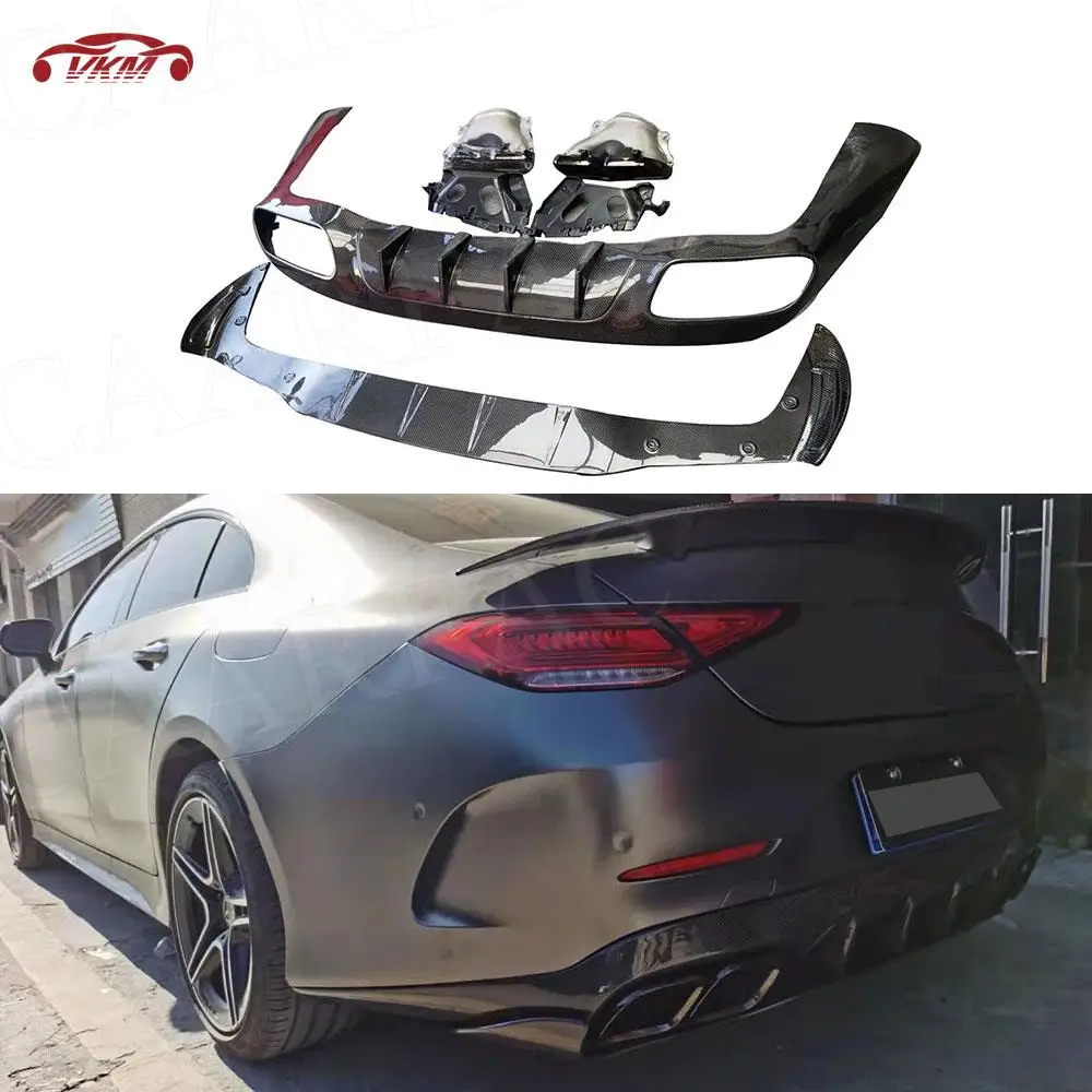 

Carbon Fiber Rear Bumper Diffuser Extension Exhaust Tips for Mercedes Benz CLS W257 CLS300 350 450 CLS53 63 AMG 2018-2021