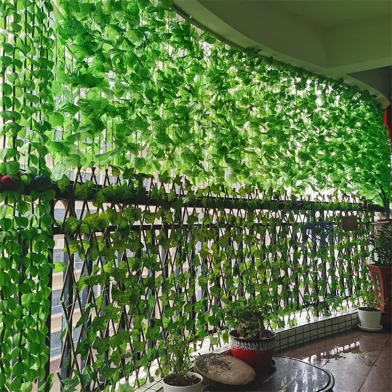 11M Artificial Plant Green Ivy Leaf Garland Fake Plant Creeper Hanging Vine Outdoor DIY Garden Wall Wedding Party Home Decor image 2