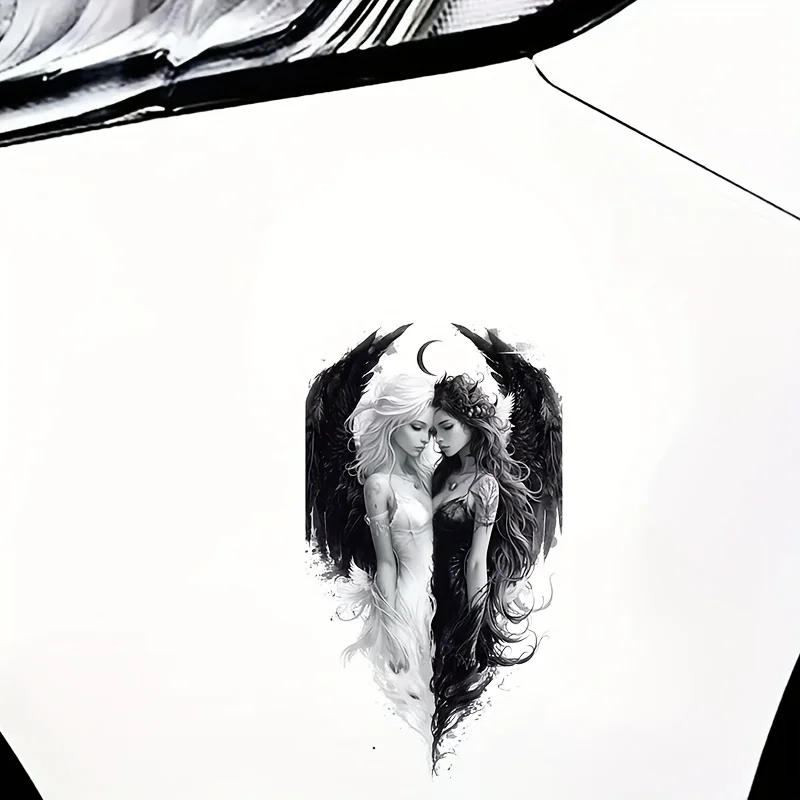 قطعة واحدة من ملصق Angelic المتباين الغامض - تصميم فني من الفينيل المقاوم للماء - دفاتر الملاحظات وأجهزة الكمبيوتر المحمولة ديكور فني غامض