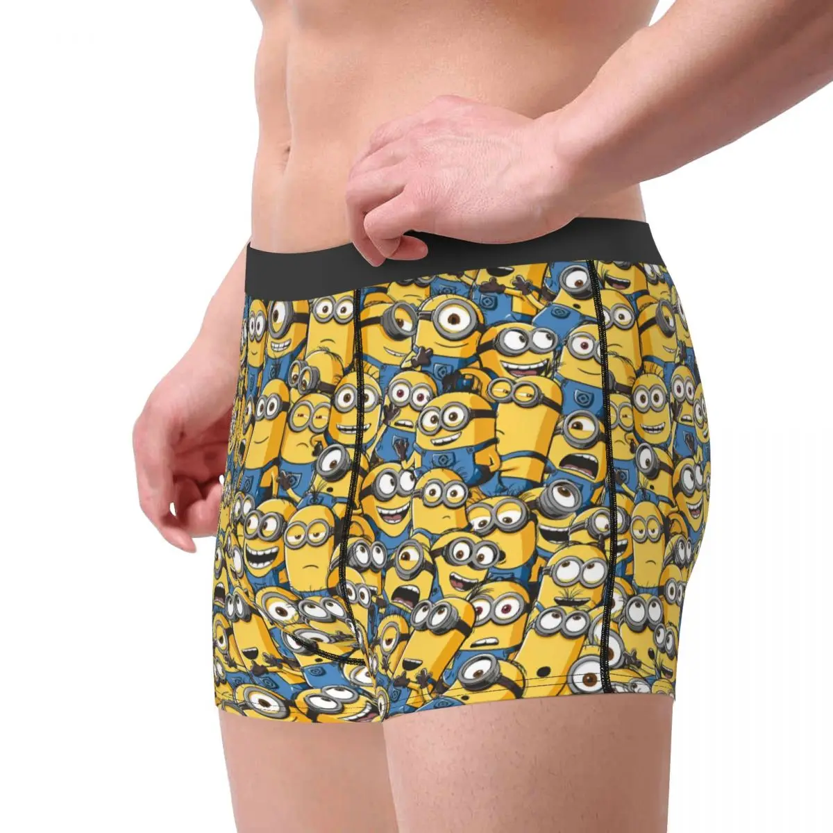 Kawaii Despicable Me Minions Men Underwear Cartoon Anime Boxer Briefs Shorts Panties Humor Breathable Underpants Male Plus Size