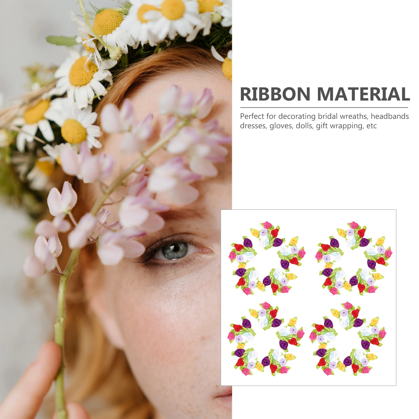100 قطعة شريط الورد الصغير الزهور الملابس والاكسسوارات DIY بها بنفسك التطريز الديكورات الخياطة النسيج زهرة الملابس الزينة الحرفية #2