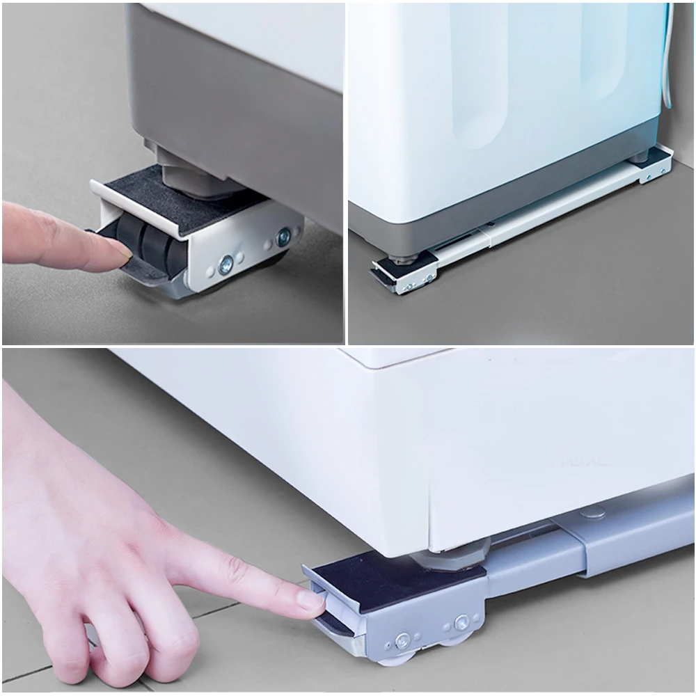 24 ล้อ Universal ตู้เย็นฐาน Mount Mobile Roller Bracket ผู้ถือเครื่องเป่าปรับขาตั้งเครื่องซักผ้า Movable Racks