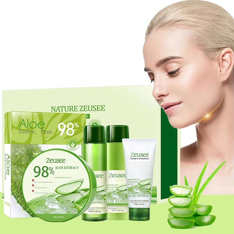 

5pc/1box Aloe Vera Deep Moisturizing Skincare Set - Plant Essence Moisturizing Skin, Firming and Lifting, Women's Festival Gift