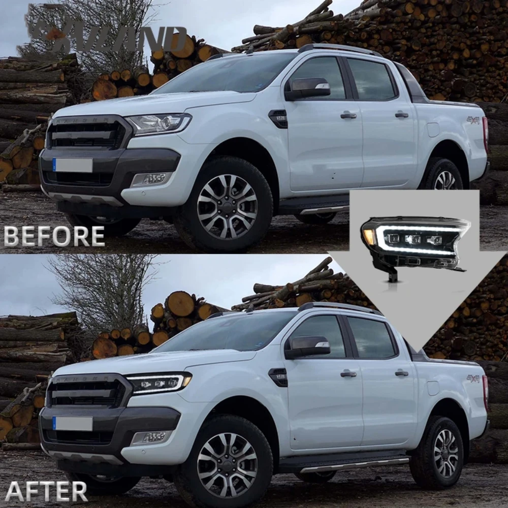 

Head Lamp For Ford Ranger 2015-2021 LED Headlights Ranger DRL Turn Signal High Beam Angel Eye Projector Lens