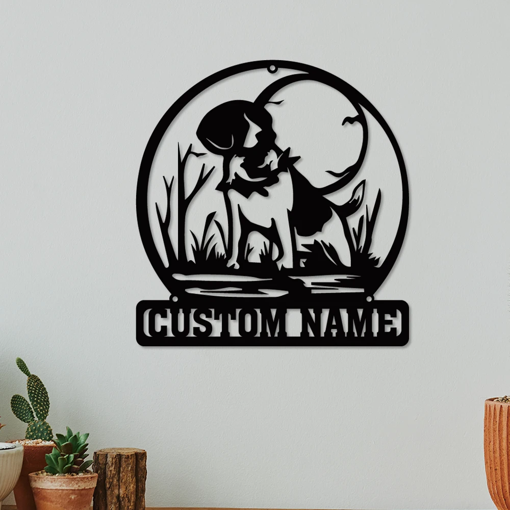 

1pc cool dog for grass Customized Name Metal Wall Signs Iron Wall Plaque For Bedroom Décor