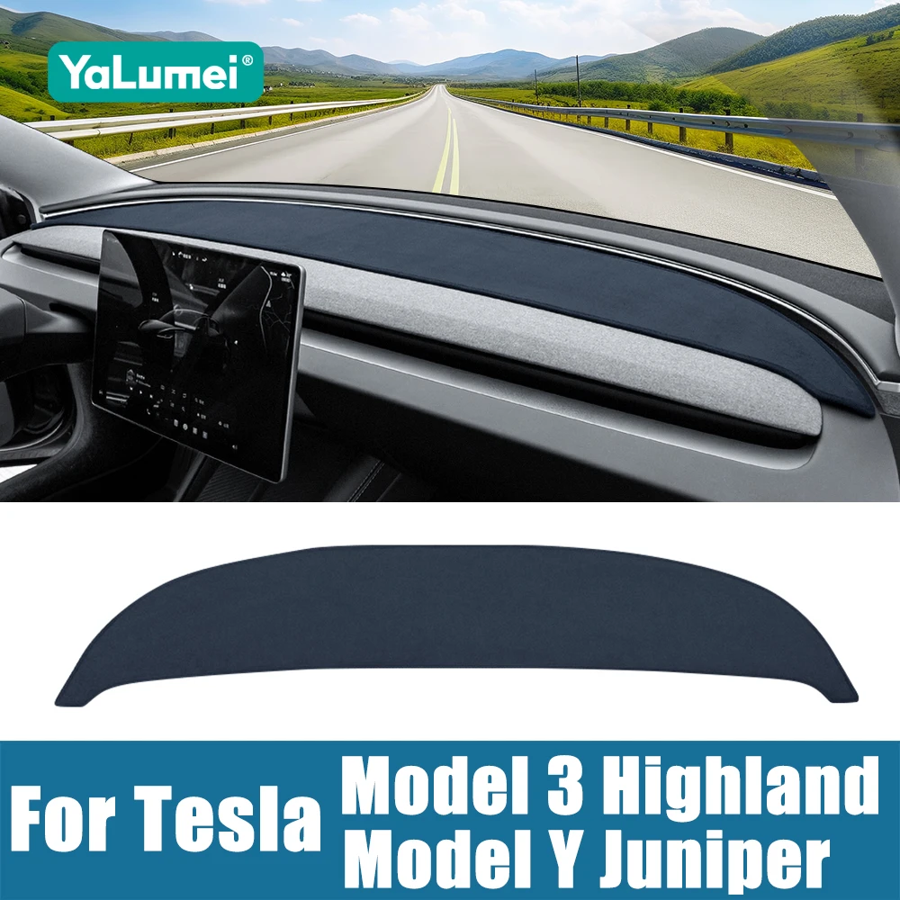 

Для Tesla Model 3 Highland Model Y Juniper 2024 2025 2026 крышка приборной панели автомобиля приборный стол солнцезащитный козырек нескользящая накладка аксессуары