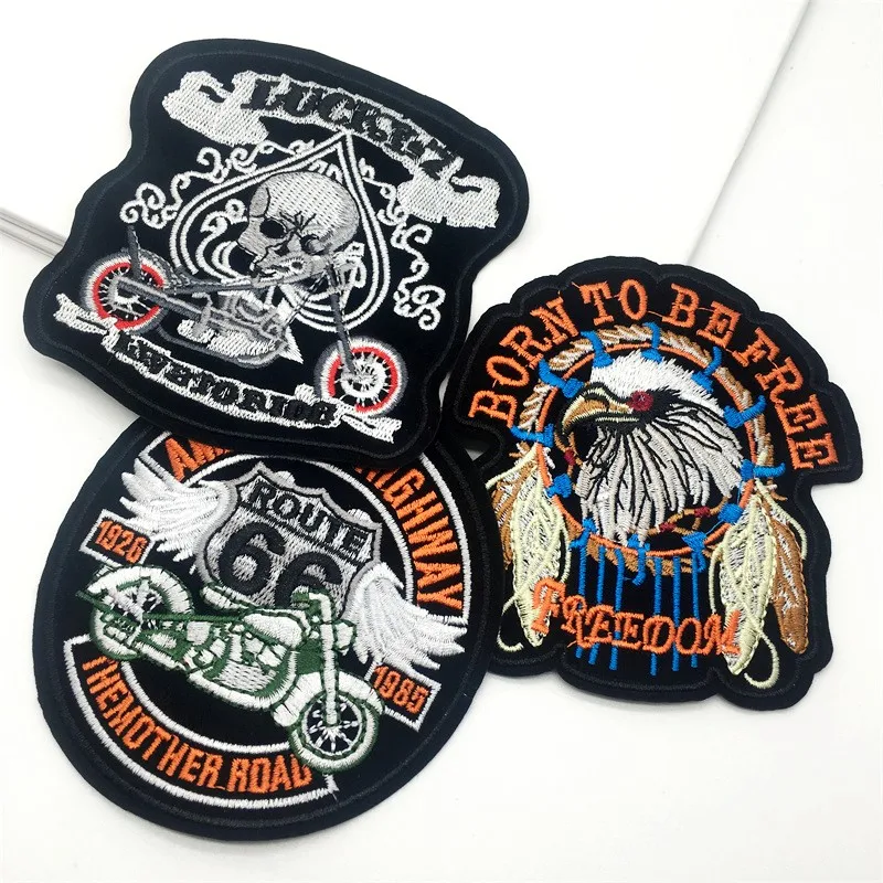 Punk Eagle Embroidered Patches on Clothes Ironing on Patches for Clothing Jacket Badge DIY Biker Appliques Stirpes