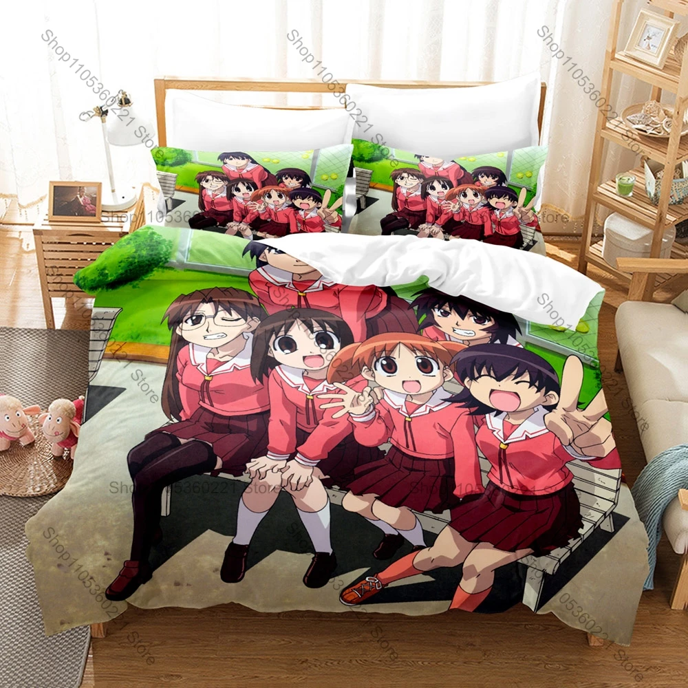 Cool Azumanga Daioh Chiyo Sakura Tomo Duvet Cover Set 1 Duvet Cover + 2 Pillowcases Slice Of Life Anime Bed Linens Gift Home Tex