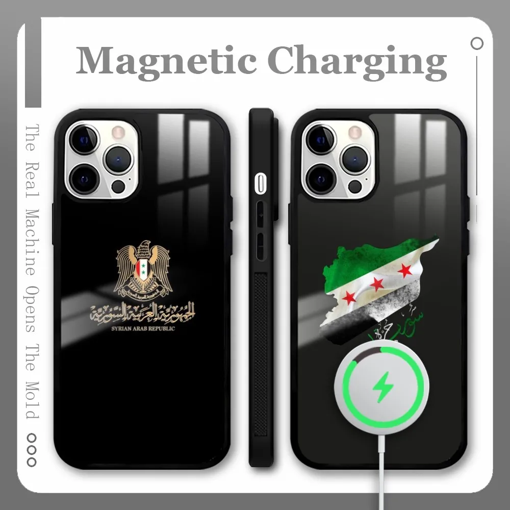 Syrian Revolution Flag Phone Case For iPhone 16 15 14 13 12 11 Pro Max Plus Mini Magnetic Magsafe Wireless Charging Cover Coque