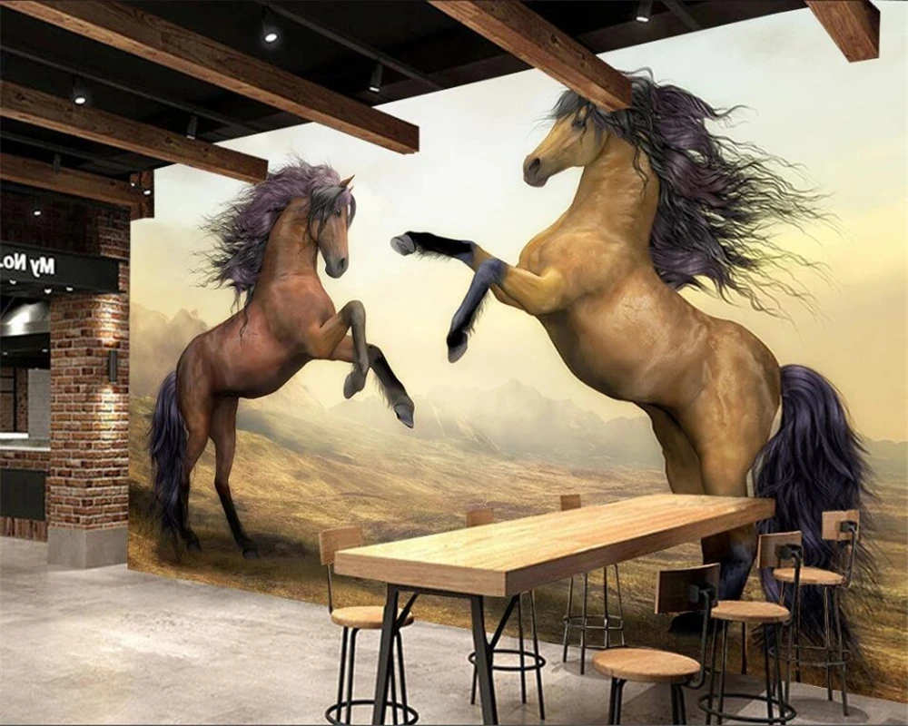Customized Photo Wallpaper Animal Mural majestic Horse 3D Living room sofa TV background wall bedroom restaurant self adhesive