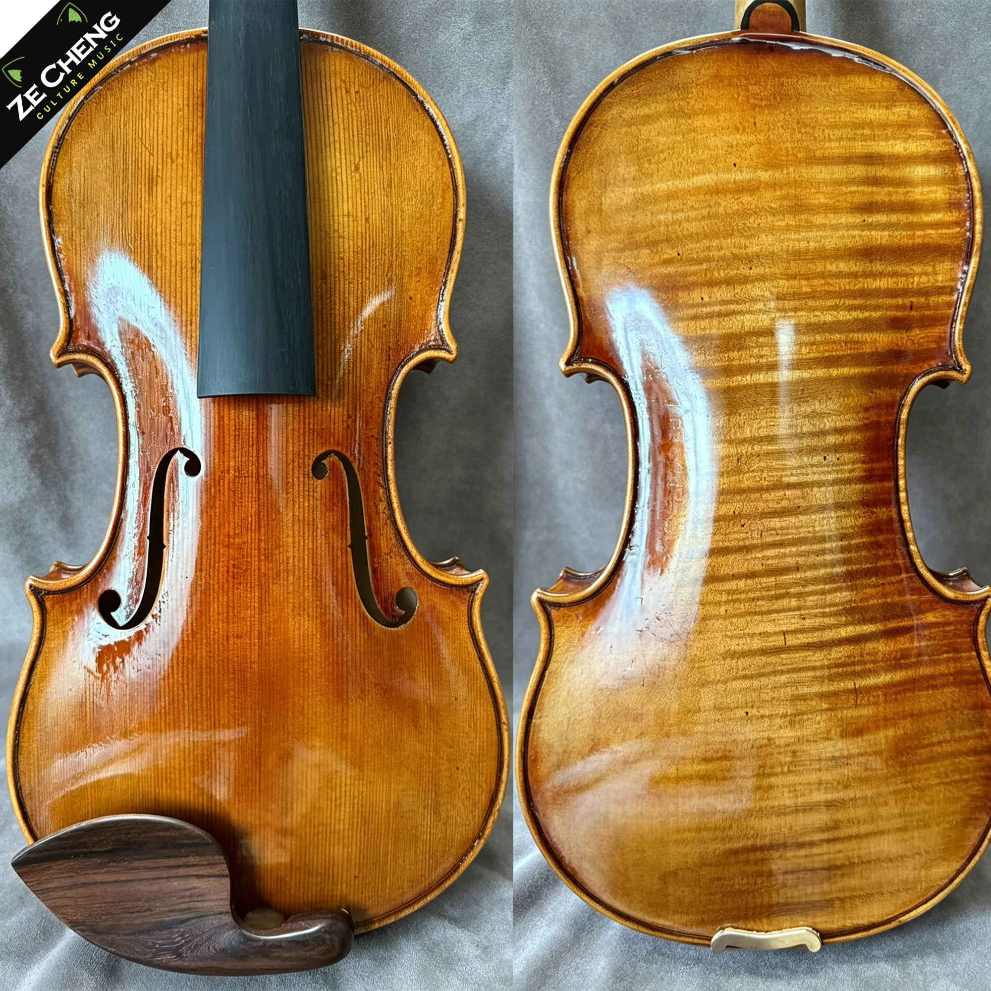 Professional handcrafted violin 4/4, made with selected European materials, imitates the Paganini 1724, offers good sound quality, comes with a complete set of case, bow, and shoulder rest