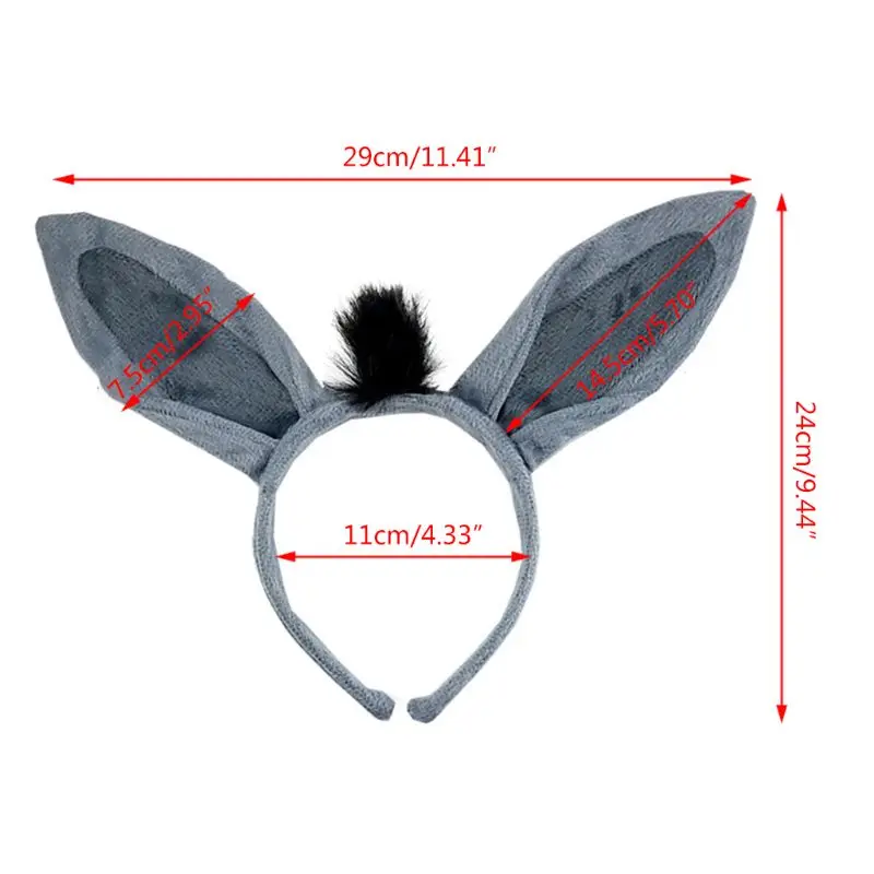 Horse Headband Animal Hair Hoop Halloween Headband Horse Cosplay Dunkey headband Faux Fur Ear Hair Hoops Night Party