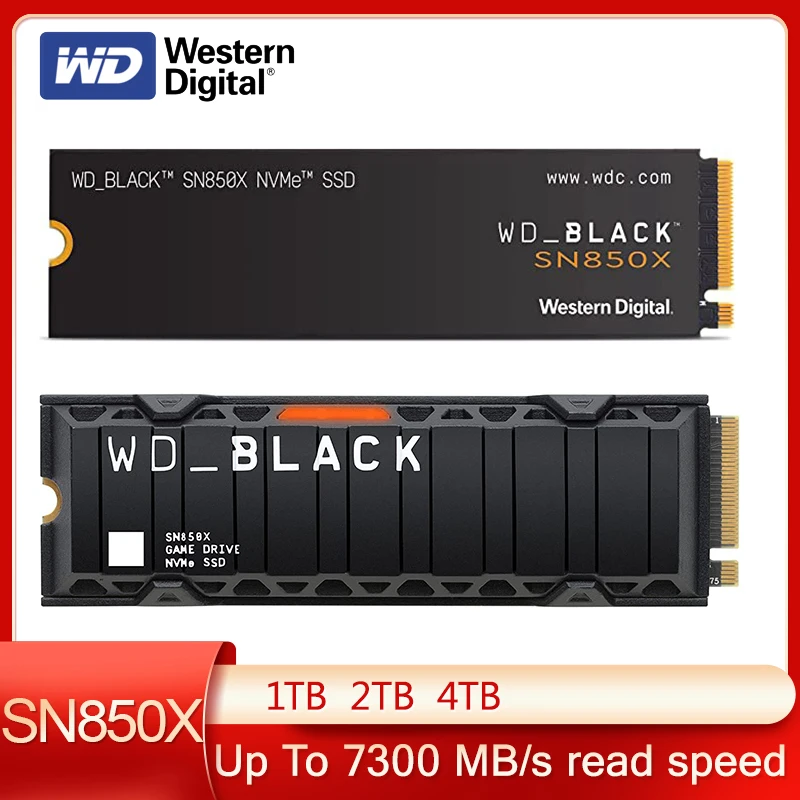 WD BLACK SN850X 1TB  2TB  4TB M.2 2280 PCIe Gen4 NVMe  Internal Gaming SSD Solid State with Heatsink up to 7300 MB/s read speed