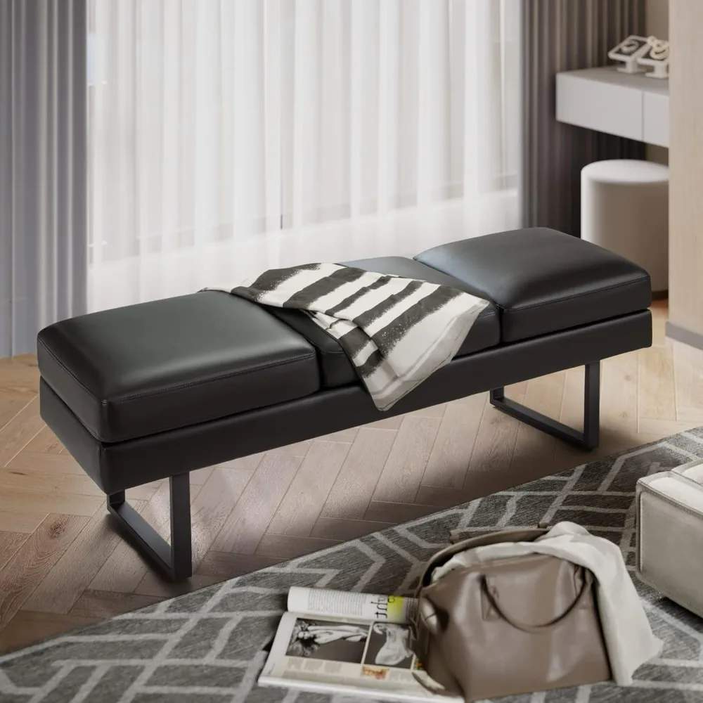 Furmax Waiting Room Chairs Faux Leather Office Guest Chair, 59.6 Inches Conference Room 3 Seats Upholstered Reception Bench