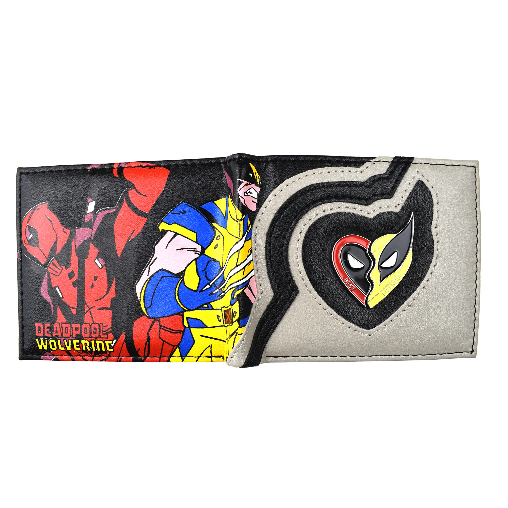 MINISO Metal Design Best Friends Deadpool & Wolverine Wallets Marvel Comics Purse with Coin Pocket