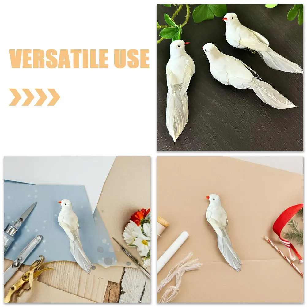 6 قطعة الحمائم البيضاء المصنوعة من الريش الاصطناعي رغوة واقعية الطيور شجرة عيد الميلاد حديقة عطلة الحلي ديكور المنزل الطيور الاصطناعية #4
